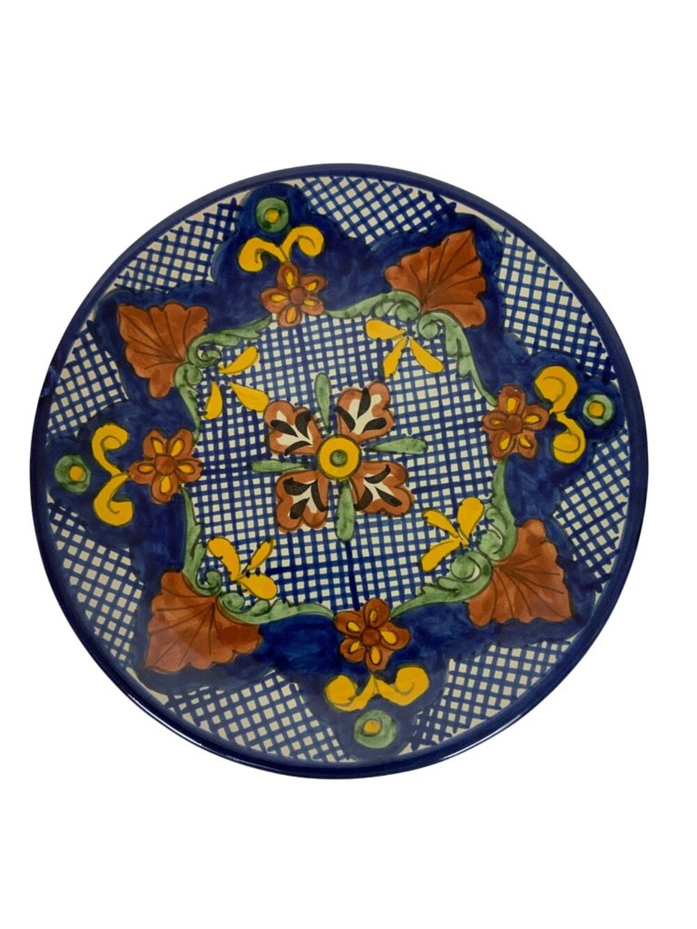 Hand Painted Talavera Decorative Plate Wall Hanging Floral Design Made in Mexico